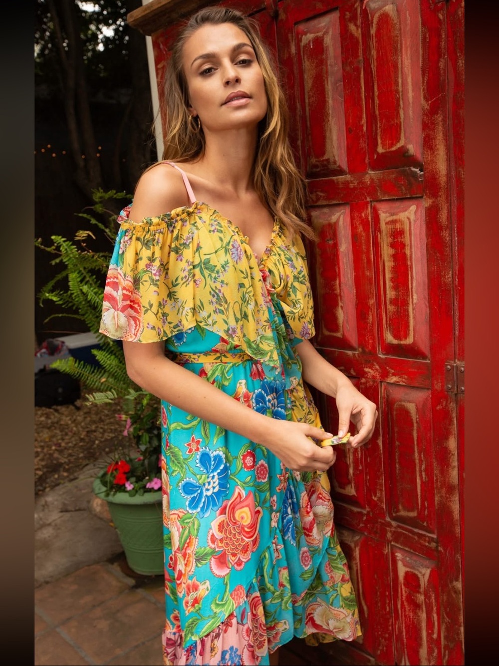 Boho Floral Print V-Neck Mini Dress
